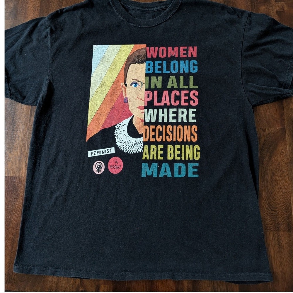 Ruth Bader Ginsburg RBG Women Belong In All Places Graphic T-Shirt Black XL